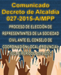 Comunicado Decreto de Alcaldía Nº 27-2015-A/MPP